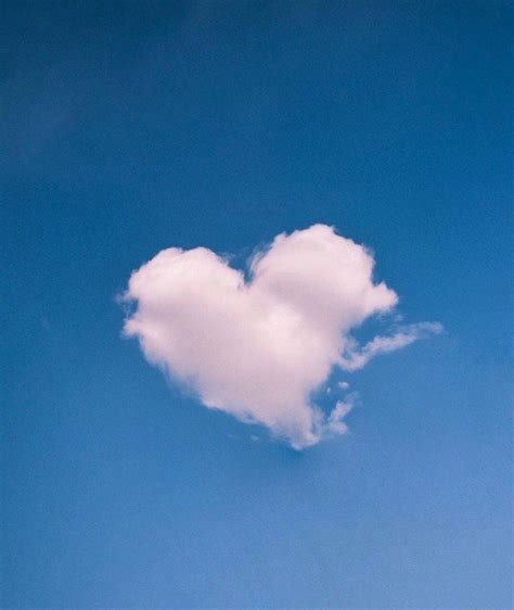 Download Aesthetic Blue Sky Heart Cloud Wallpaper