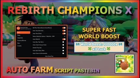 REBIRTH CHAMPIONS X Script Pastebin 2022 AUTO FARM AUTO REBIRTH