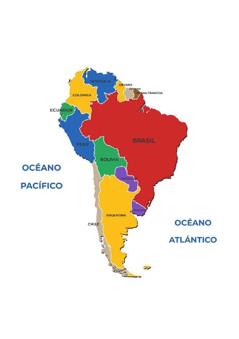 Mapa de América del Sur Con Nombres y Sin Nombres