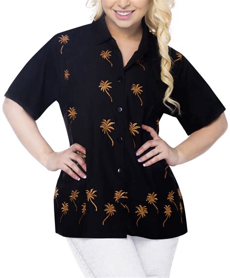 La Leela Womens Beach Hawaiian Button Down Blouse Casual Tank Top