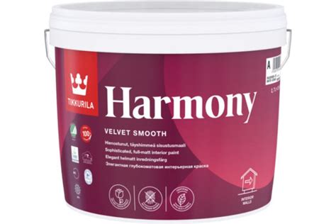 Краска Tikkurila HARMONY акрилатная, стойкая к мытью, глубокоматовая ...