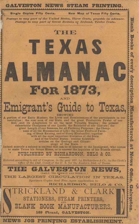 texas almanac    emigrants guide  texas page front