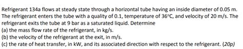 Solved Refrigerant 134a Flows At Steady State Through A Chegg