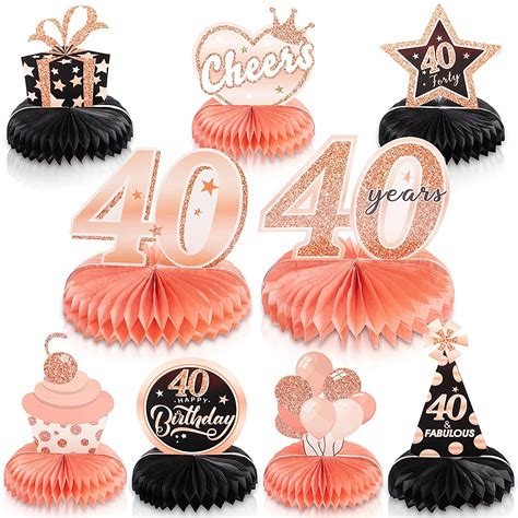 Dansefang1 9 Pieces 40th Birthday Honeycomb Table Centerpieces Toppers