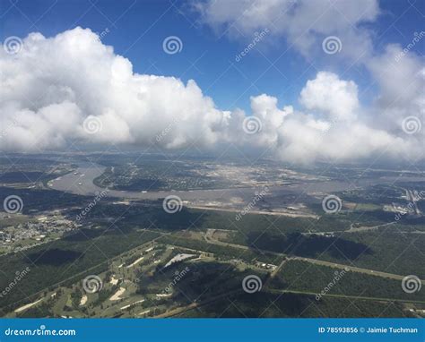 Aerial View Of Mississippi River Delta Stock Photo Image Of Water