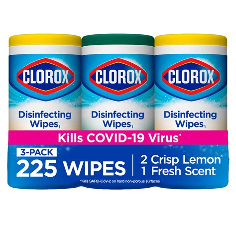 Clorox Disinfecting Wipes 225 Count Value Pack Crisp Lemon And Fresh Scent 3 Pack 75