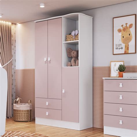 Guarda Roupa Pra Bebe - Guarda-Roupa de Bebê 3 Portas 2 Gavetas Baby | MadeiraMadeira