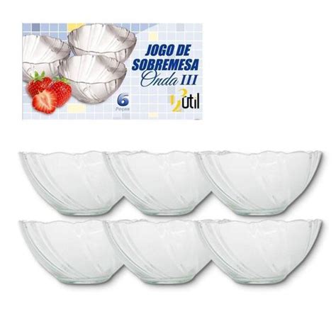 Jogo de Sobremesa Tigela Bowl de Vidro Vasilha 6 Peças 250ml 123 util