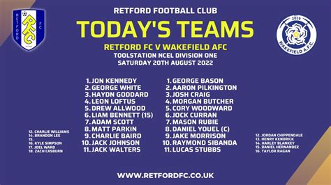 Retford F.C. on Twitter: "Team News: @Retford_FC v @Wakefield_AFC https ...