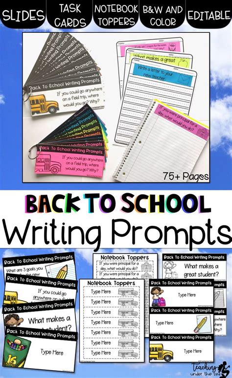 Back To School Writing Writing Prompts For Kids Back To School Back