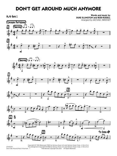 Don T Get Around Much Anymore Arr Michael Sweeney Alto Sax 1 By