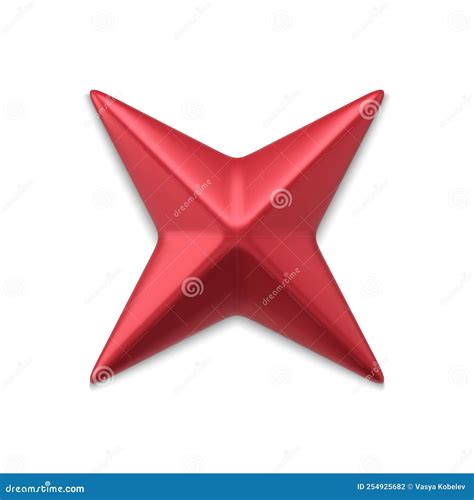 Red Realistic Four Pointed Star 3d Vector Illustration Stock Vector