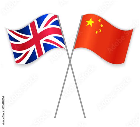 British And Chinese Crossed Flags United Kingdom Combined With China