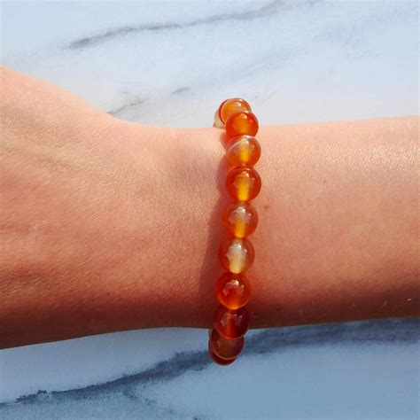 Carnelian Beaded Bracelet Stunning 8mm Beads Grounding Gemstone