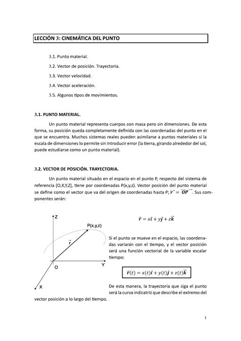 Tema Cinematica Punto Lecci N Cinem Tica Del Punto