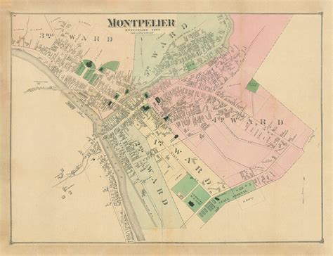 MONTPELIER, Vermont - 1873 Map