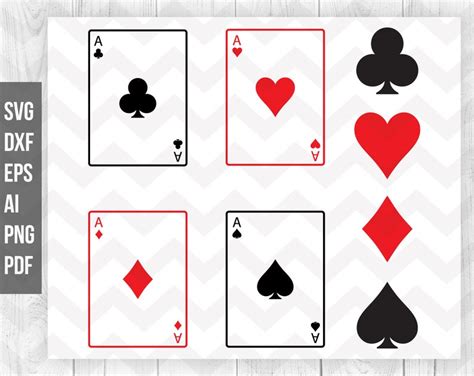 Playing Cards Svg Playing Card Suits Svg Heart Spades Etsy