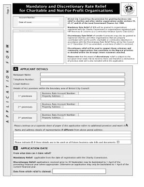 Fillable Online Bristol Gov Mandatory And Discretionary Rate Relief