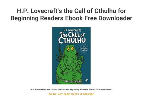 Hp Lovecrafts The Call Of Cthulhu For Beginning Readers Ebook Free