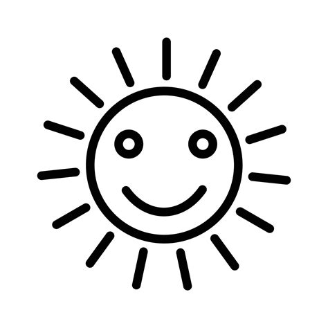 sun outline icon, summertime, sunny day icon, summer design elements ...