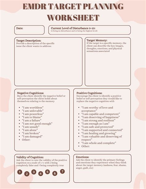 Emdr Target Planning Worksheet Eye Movement Desensitization And