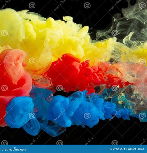 Color drops in water stock photo. Image of smoke, abstract - 219395474