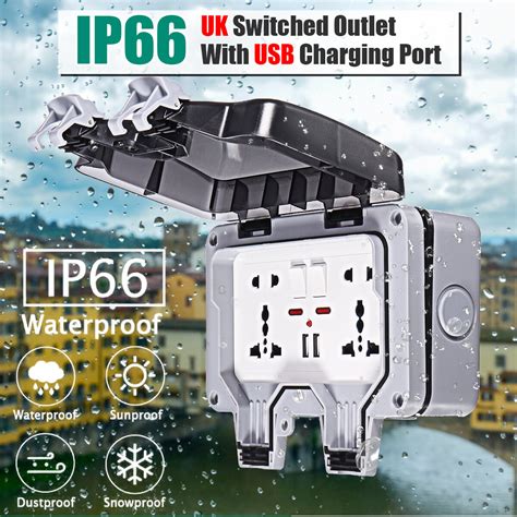 Ip66 Weatherproof Outdoor Box Wall Socket 13a Double Universal Uk