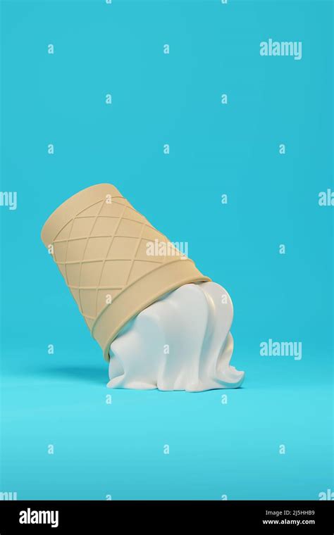 Vanilla Ice Cream Cone Fallen To The Ground D Illustration Stock