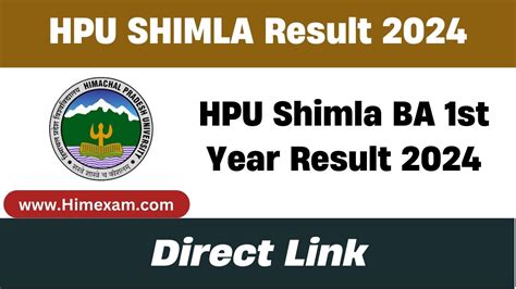 HPU Shimla BA 1st Year Result 2024 Himexam