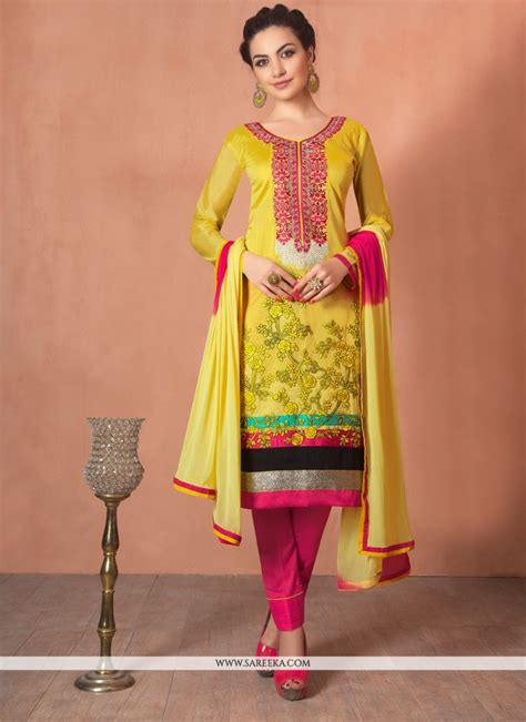 Yellow Churidar Designer Suit Party Wear Salwar Suits