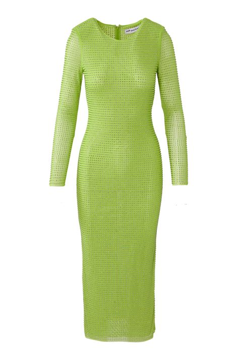 Buy Self Portrait The GG Crystal Embellished Mesh Midi Dress For