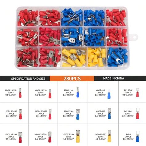 Pcs Insulated Cable Connector Electrical Wire Crimp Spade Butt Ring