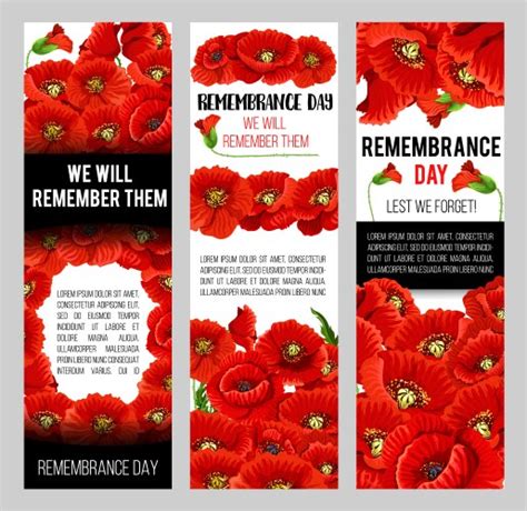 11 November Poppy Remembrance Day Card Royalty Free Vector