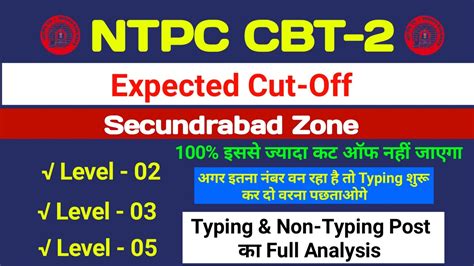 Ntpc Cbt 2 Expected Cut Off Secundrabad Zone Level 5 3 And 2 Cutoff Postwise Analysis Ntpc