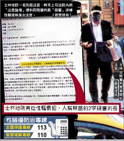 慣犯法官蔡明宏再爆性騷女法官 傳「評議成立」士院未回應 社會 自由時報電子報