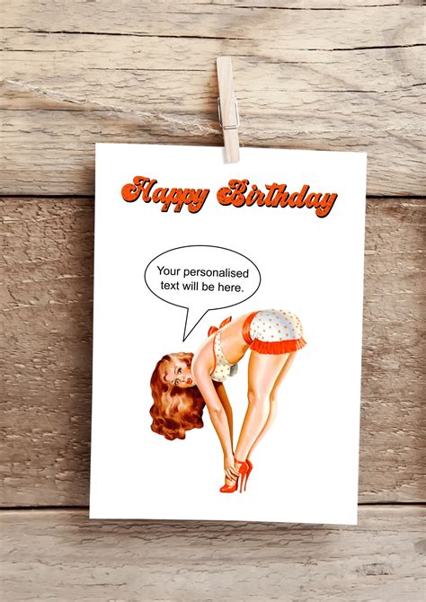 Vintage sexy personalizado pin up chica tarjeta de cumpleaños Etsy