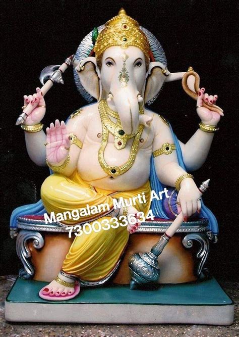 Multicolor White Marble Lord Ganesha Statue Feet At Rs In Alwar