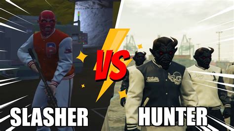 GTA V ONLINE SLASHER VS HUNTER DEAD EYE VS POLICE TRAINED BUNKER