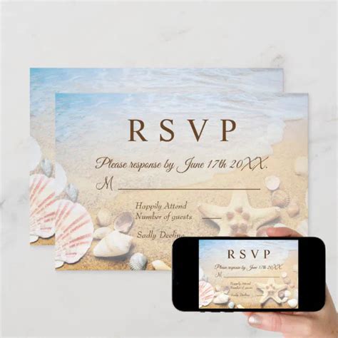 Starfish Shells Tropical Beach Wedding RSVP Card Zazzle