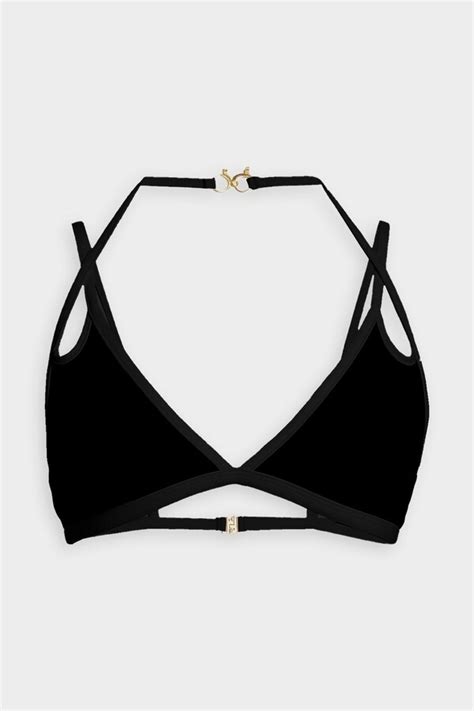 Jonathan Simkhai Tora Solid Teardrop Cutout Bikini Top In Black