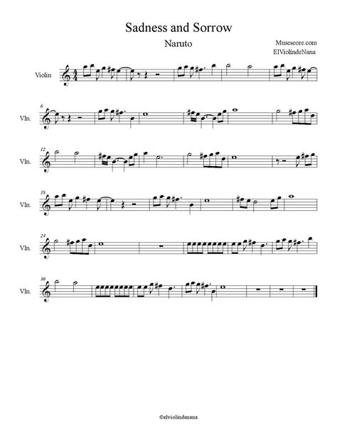 Partitura De La Canción Sadness And Sorrow Naruto Las Notas De Nana