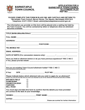 Fillable Online Barnstaple Town Council Fax Email Print Pdffiller