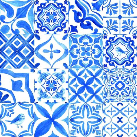 Colecci N De Azulejos Portugueses Patr N Transparente Magn Fico Azul Y