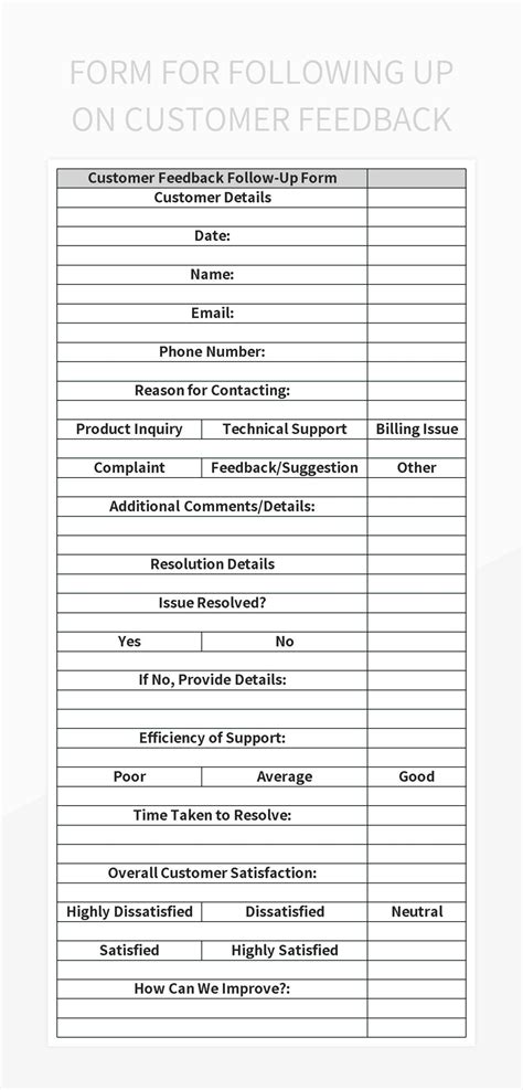 Form For Following Up On Customer Feedback Excel Template And Google