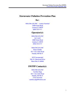 Fillable Online Epa State Il Stormwater Pollution Prevention Plan For