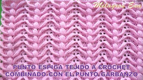 Punto Espiga A Crochet Combinado Con El Punto Garbanzo Para Mantitas De