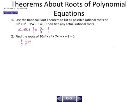 Ppt Theorems About Roots Of Polynomial Equations Powerpoint