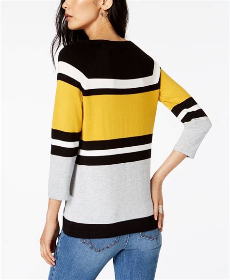 Inc International Concepts I N C Colorblocked Zip Trim Sweater