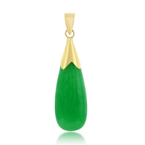 IJewelry2 14K Yellow Gold Jade Pear Shaped Pendant EBay