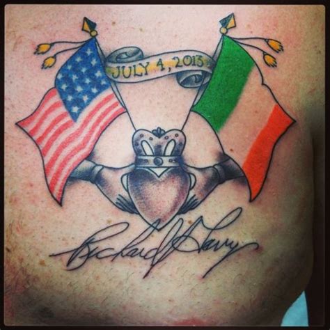 Irish And American Flag Tattoos
